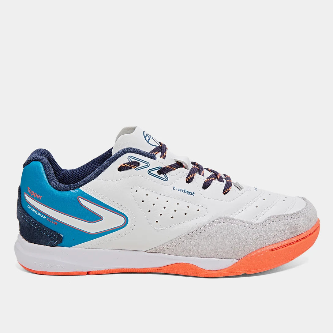 Chuteira Futsal Infantil Topper Dominator Club V Branco Azul